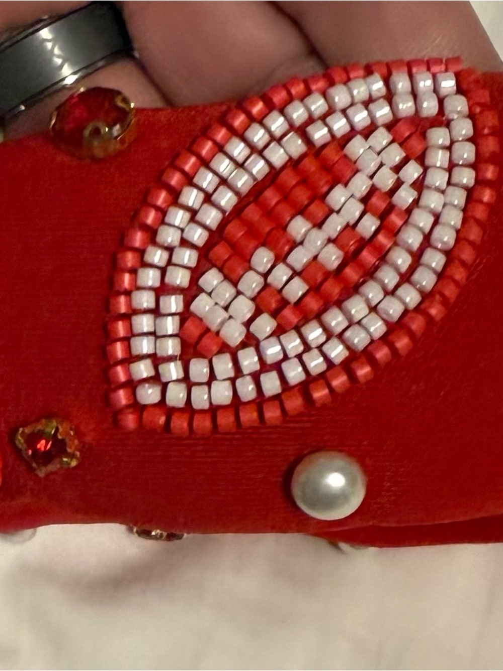 Headband Red Beaded Embellished Footbal ๐๐ - Picture 5 of 7